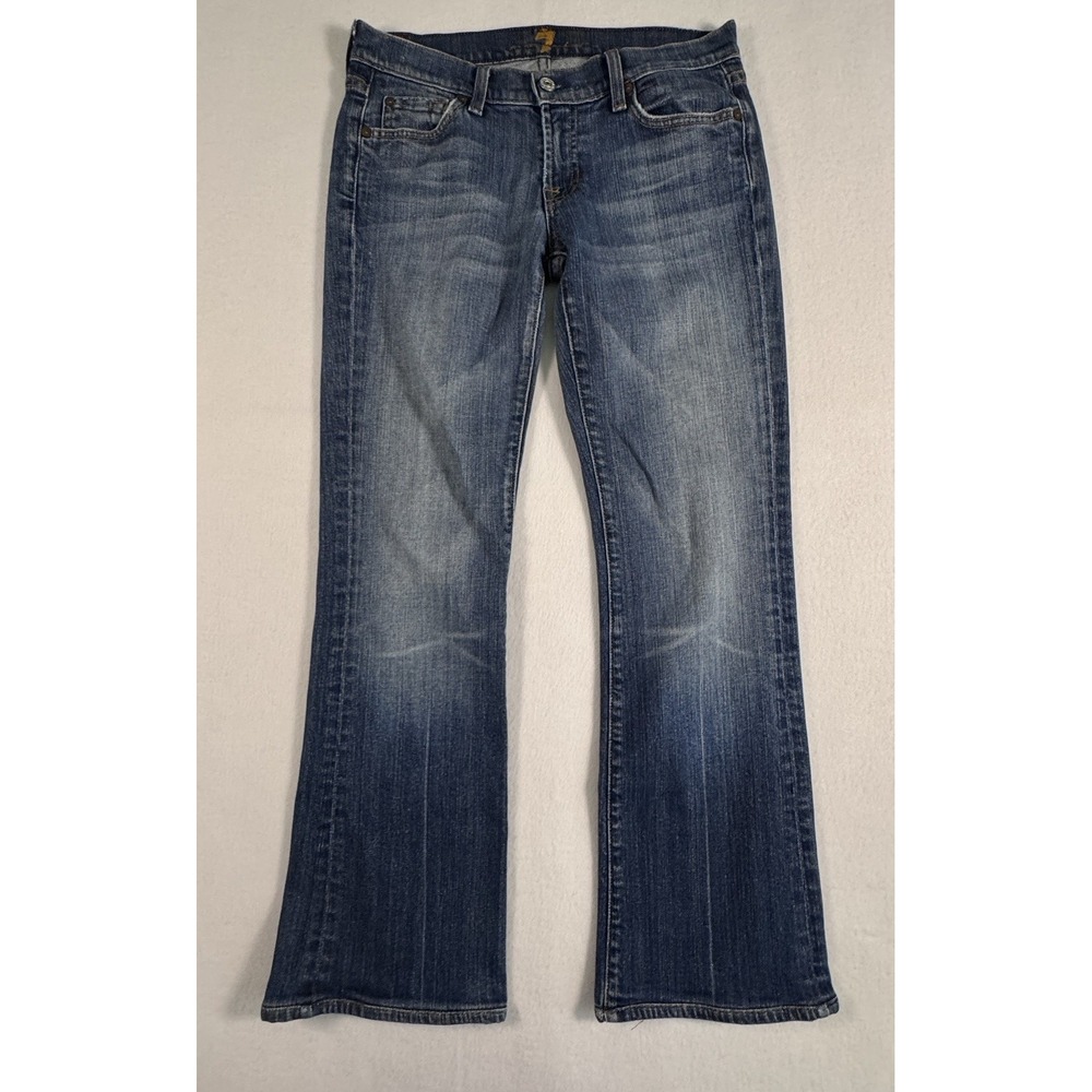 7 For All Mankind Bootcut Jeans Womens 27 Blue Medium‎ Wash Low Rise Stretch - Picture 4 of 8